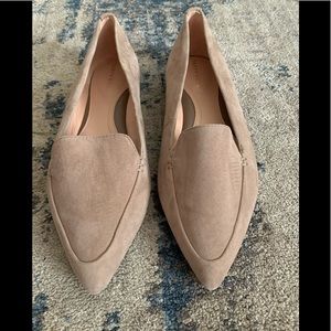 TARYN ROSE SZ 7B/37 Faye Doe Suede Pointed Toe Flats Shoes Womens Beige